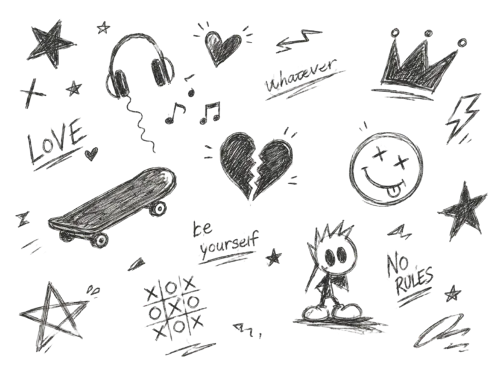 Doodle image with transparent background